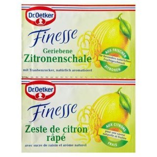 Dr. Oetker Finesse Grated lemon zest with grape sugar, 2 pieces á 6 g 12 g bag