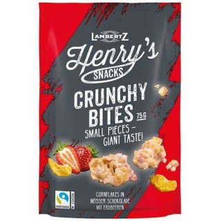 Lambertz Henrys Snacks Crunchy Bites Weiße Schokolade mit Erdbeeren 75g